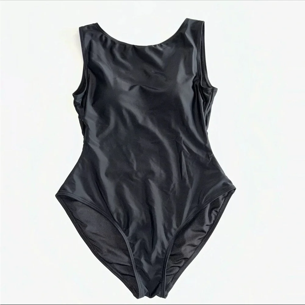 DownEast Swim Black One Piece Swimsuit Size Small High Neck UPF 50+